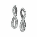 14K White 1 CTW Diamond Wavy Hoop Earring